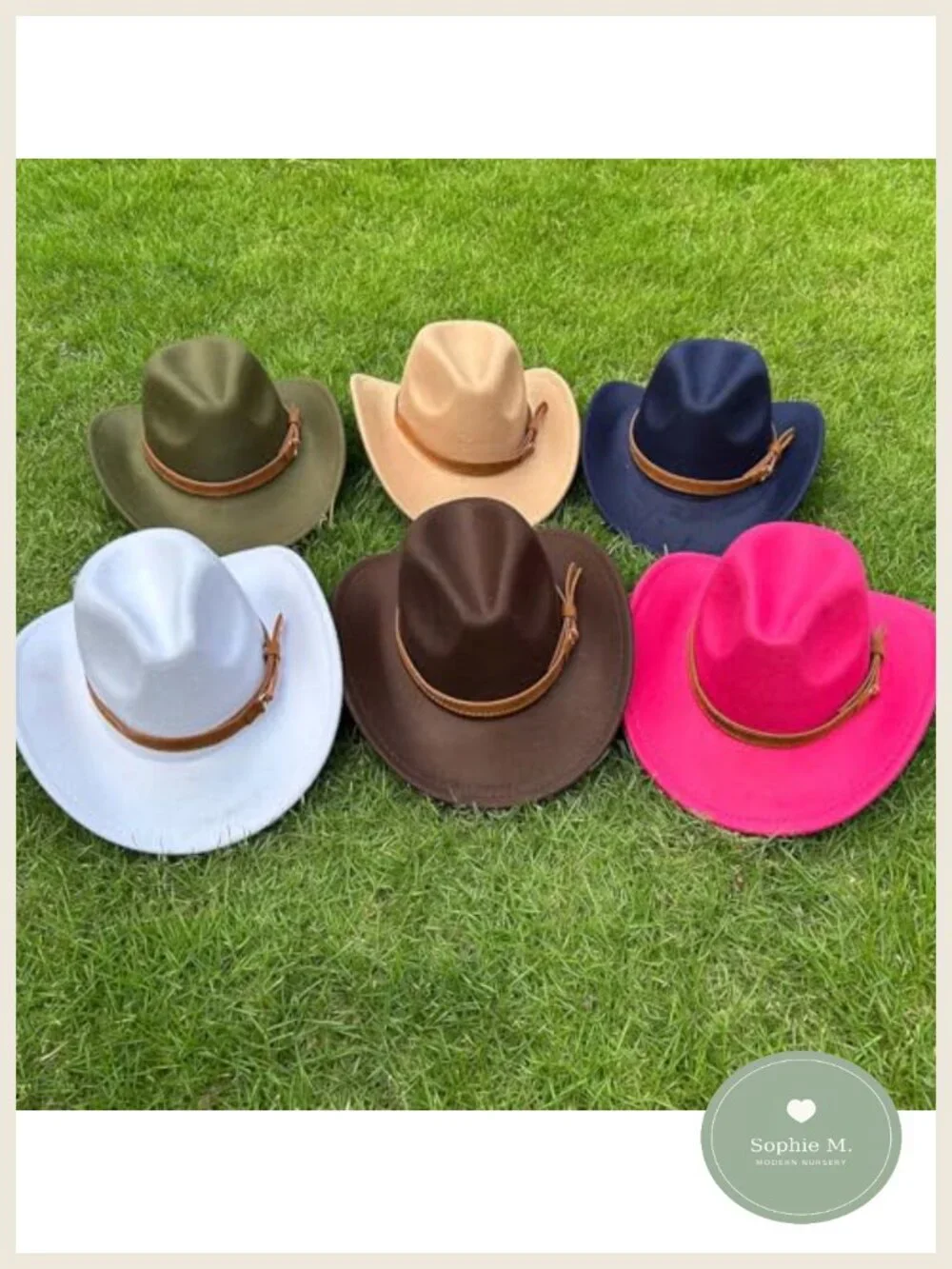 Kids Cowboy Hat with Leather Hatband - Wide Brim Western Sun Hat